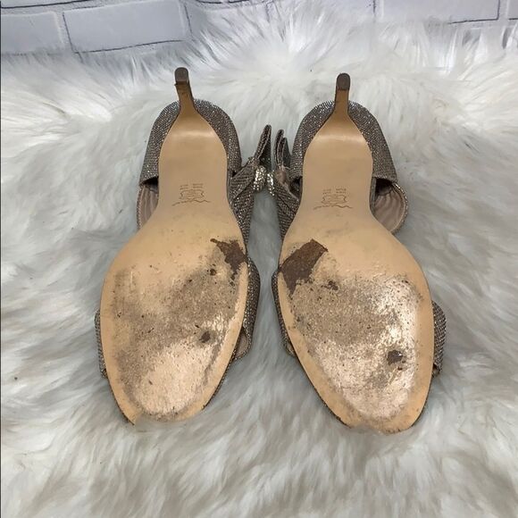 Nina Gold Ankle Strap Sandals Sz 10 - Picture 6 of 7